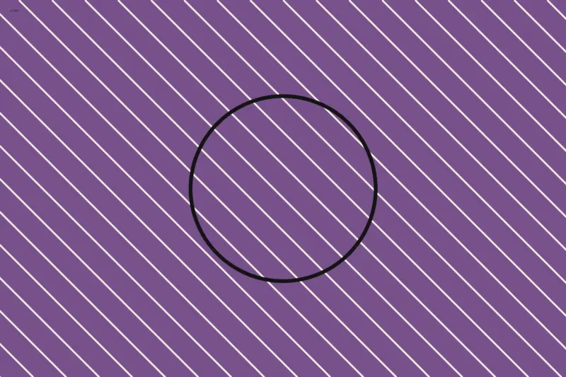 Violette Fläche mit hellen Schrägstreifen und einem dunklen Kreis